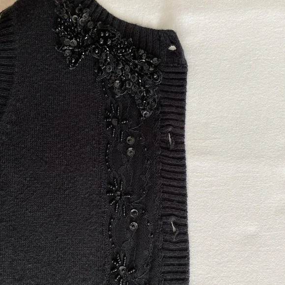 Loy and Ford Cashmere Silk button front sleeveless sweater vest beaded sequin 10 - Picture 10 of 12